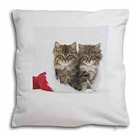 Christmas Kittens Soft White Velvet Feel Scatter Cushion