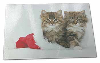 Large Glass Cutting Chopping Board Christmas Kittens