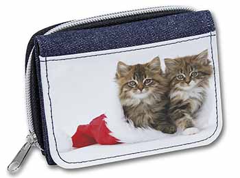 Christmas Kittens Unisex Denim Purse Wallet