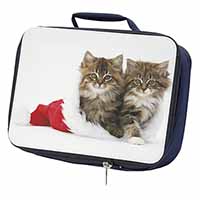 Christmas Kittens Navy Insulated School Lunch Box/Picnic Bag