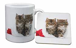 Christmas Kittens Mug and Coaster Set
