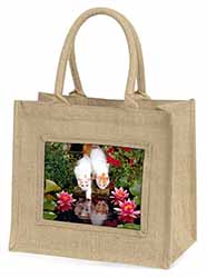 Turkish Van Cats by Fish Pond Natural/Beige Jute Large Shopping Bag