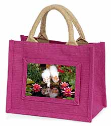 Turkish Van Cats by Fish Pond Little Girls Small Pink Jute Shopping Bag