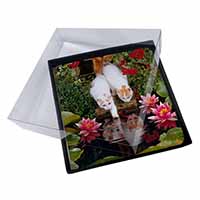 4x Turkish Van Cats by Fish Pond Picture Table Coasters Set in Gift Box