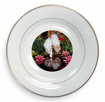 Turkish Van Cats by Fish Pond Gold Rim Plate Printed Full Colour in Gift Box