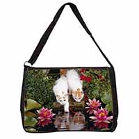 Turkish Van Cats by Fish Pond Large Black Laptop Shoulder Bag School/College