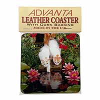 Turkish Van Cats by Fish Pond Single Leather Photo Coaster