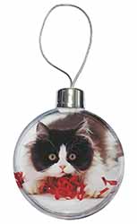 Kitten with Red Ribbon Christmas Bauble