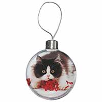 Kitten with Red Ribbon Christmas Bauble