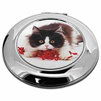 Kitten with Red Ribbon Make-Up Round Compact Mirror