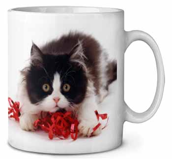 Kitten with Red Ribbon Ceramic 10oz Coffee Mug/Tea Cup