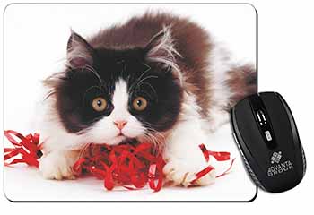 Kitten with Red Ribbon Computer Mouse Mat