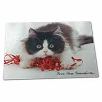 Large Glass Cutting Chopping Board Cute Kitten 