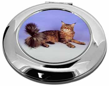 Tabby Maine Coon Cat Make-Up Round Compact Mirror