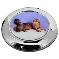 Tabby Maine Coon Cat Make-Up Round Compact Mirror