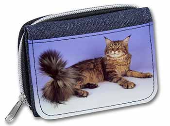 Tabby Maine Coon Cat Unisex Denim Purse Wallet