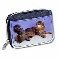 Tabby Maine Coon Cat Unisex Denim Purse Wallet