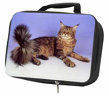 Tabby Maine Coon Cat Black Insulated School Lunch Box/Picnic Bag