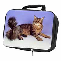 Tabby Maine Coon Cat Black Insulated School Lunch Box/Picnic Bag