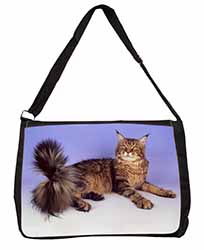 Tabby Maine Coon Cat Large Black Laptop Shoulder Bag School/College