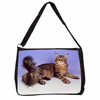 Tabby Maine Coon Cat Large Black Laptop Shoulder Bag School/College