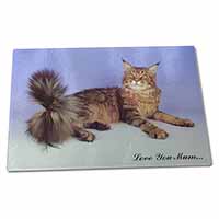 Large Glass Cutting Chopping Board Maine Coon Cat 