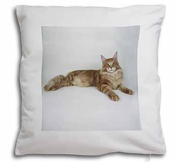 Red Maine Coon Cat Soft White Velvet Feel Scatter Cushion