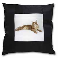 Red Maine Coon Cat Black Satin Feel Scatter Cushion