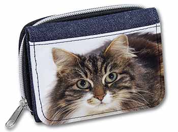 Face of Tortoiseshell Cat Unisex Denim Purse Wallet