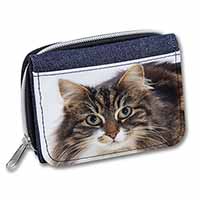 Face of Tortoiseshell Cat Unisex Denim Purse Wallet