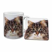 Face of Tortoiseshell Cat Mug and Coaster Set
