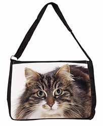 Face of Tortoiseshell Cat Large Black Laptop Shoulder Bag School/College