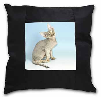 Devon Rex Kitten Cat Black Satin Feel Scatter Cushion