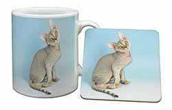 Devon Rex Kitten Cat Mug and Coaster Set
