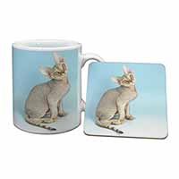 Devon Rex Kitten Cat Mug and Coaster Set