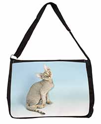 Devon Rex Kitten Cat Large Black Laptop Shoulder Bag School/College