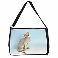 Devon Rex Kitten Cat Large Black Laptop Shoulder Bag School/College