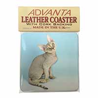 Devon Rex Kitten Cat Single Leather Photo Coaster