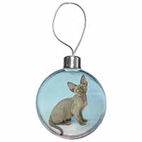 Blue Grey Devon Rex Kitten Cat Christmas Bauble