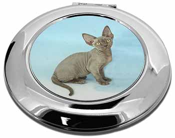 Blue Grey Devon Rex Kitten Cat Make-Up Round Compact Mirror