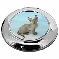 Blue Grey Devon Rex Kitten Cat Make-Up Round Compact Mirror