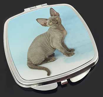 Blue Grey Devon Rex Kitten Cat Make-Up Compact Mirror