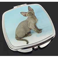 Blue Grey Devon Rex Kitten Cat Make-Up Compact Mirror