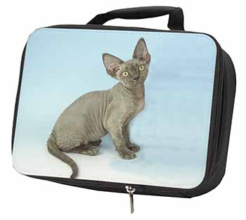 Blue Grey Devon Rex Kitten Cat Black Insulated School Lunch Box/Picnic Bag