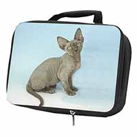 Blue Grey Devon Rex Kitten Cat Black Insulated School Lunch Box/Picnic Bag