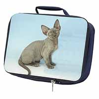 Blue Grey Devon Rex Kitten Cat Navy Insulated School Lunch Box/Picnic Bag
