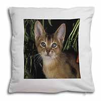 Face of an Abyssynian Cat Soft White Velvet Feel Scatter Cushion