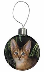 Face of an Abyssynian Cat Christmas Bauble