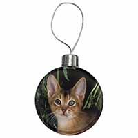 Face of an Abyssynian Cat Christmas Bauble