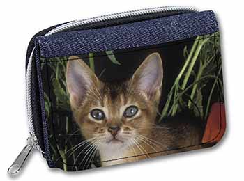 Face of an Abyssynian Cat Unisex Denim Purse Wallet